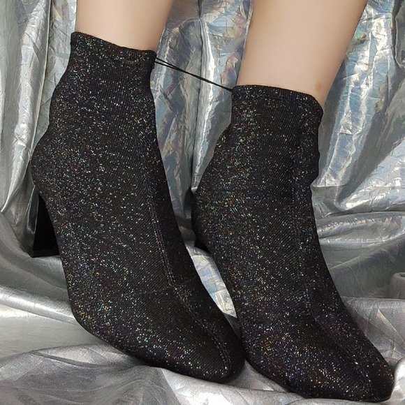 ZARA Multi-color glitter metallic thread sock booties NWT size 37 6.5 - Picture 4 of 16